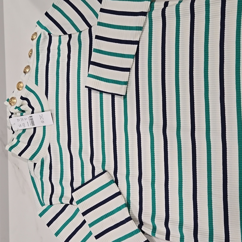 NWT J. Crew mock turtleneck ribbed top with buttons S